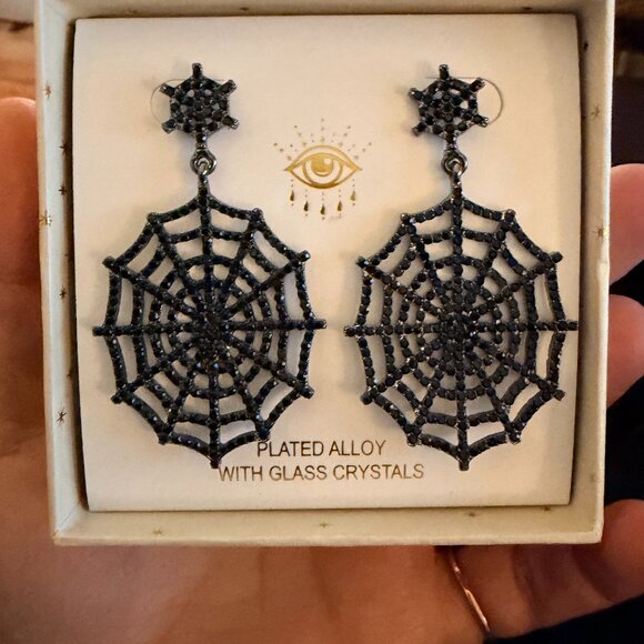 Sparkling Spider Web Statement Earrings – Eye Candy LA Luxe Collection NWT! - Picture 1 of 3